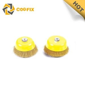 Kawat Baja Kaca Baja Wire Brush / Kerah Hitam Kawat Kering Kembar Round Brush Cup